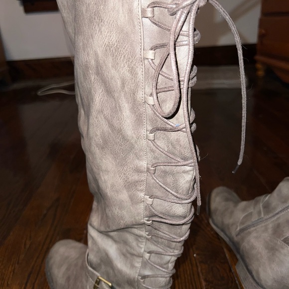 Taupe Lace Up Boots - Picture 2 of 3
